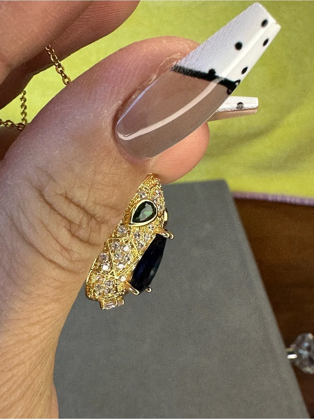 Zircon snake head brooch high-end necklace
